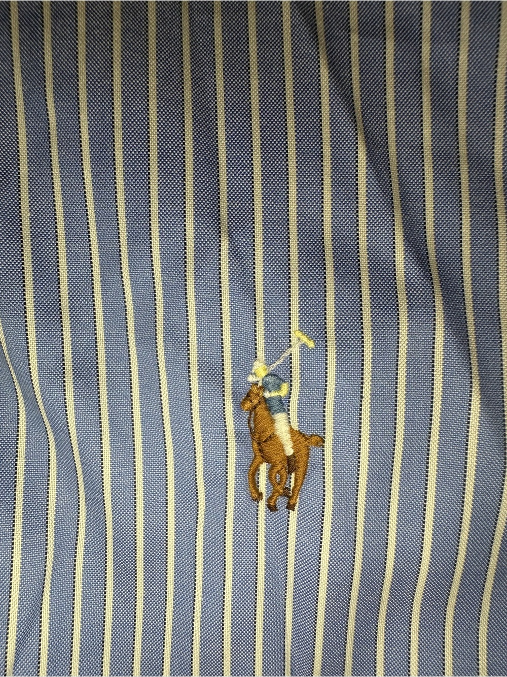 Ralph Lauren Blue and White Striped Dress Shirt with Pony Logo